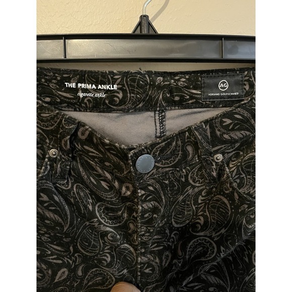AG Adriano Goldschmied Women's The Prima Ankle Paisley Velvet Pant Size 25R - Picture 5 of 7